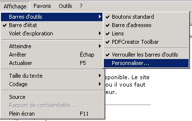 Paramétrage des outils à afficher.