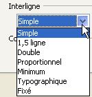 Choix de l'interligne.
