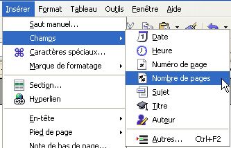 Insrer un numro et nombre de pages.