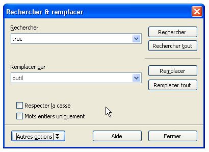 Remplacer un mot par un autre.